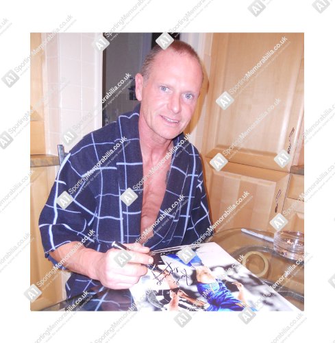 Paul Gascoigne Vinnie Jones Dual Signed Photo Ball Squeeze